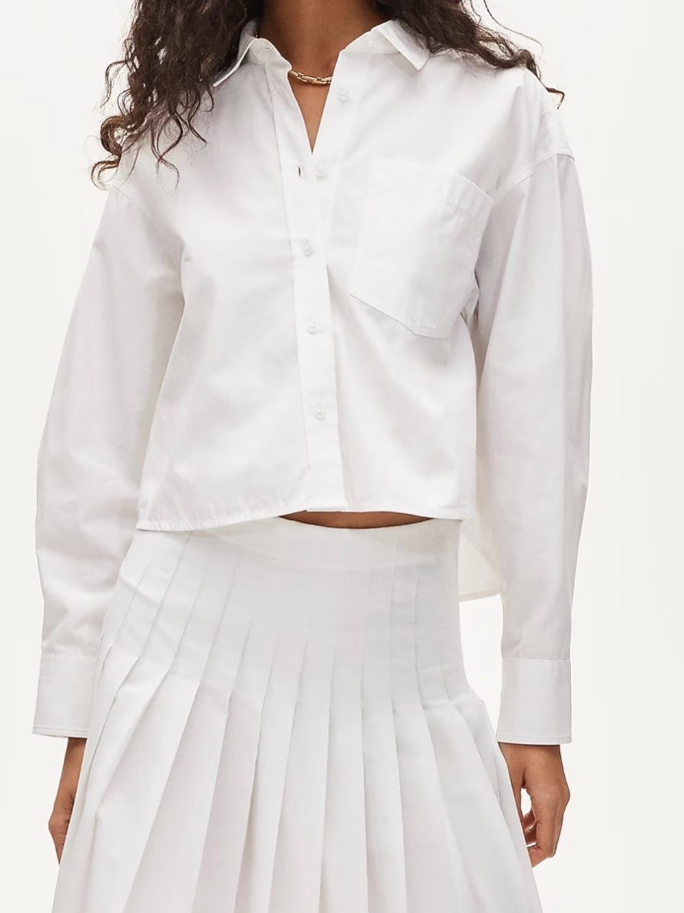 J. Crew White Cropped Button-Down Shirt